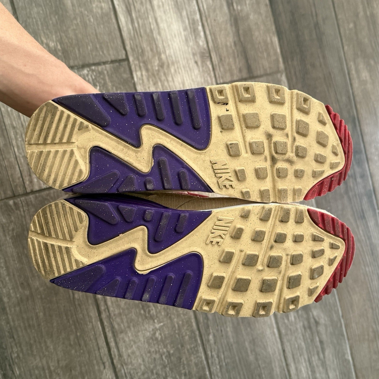NIKE AIR MAX 90 SPRUNG SESAME DM8171-200 TAN BEIGE PURPLE PINK WMNS SZ 11 NO BOX Yesterday's Fits Clothing Fashion Vintage Streetwear Fashion Item