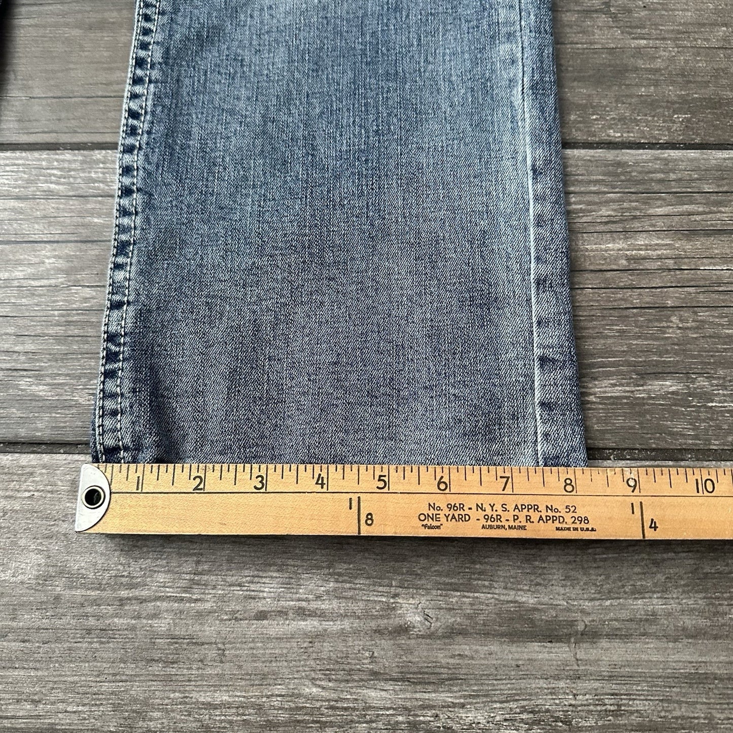 Y2K TK AXEL BLUE FADED DENIM JEANS SLIM BOOT PANTS SZ MEASURES 36x29 Yesterday's Fits Clothing Fashion Vintage Streetwear Fashion Item