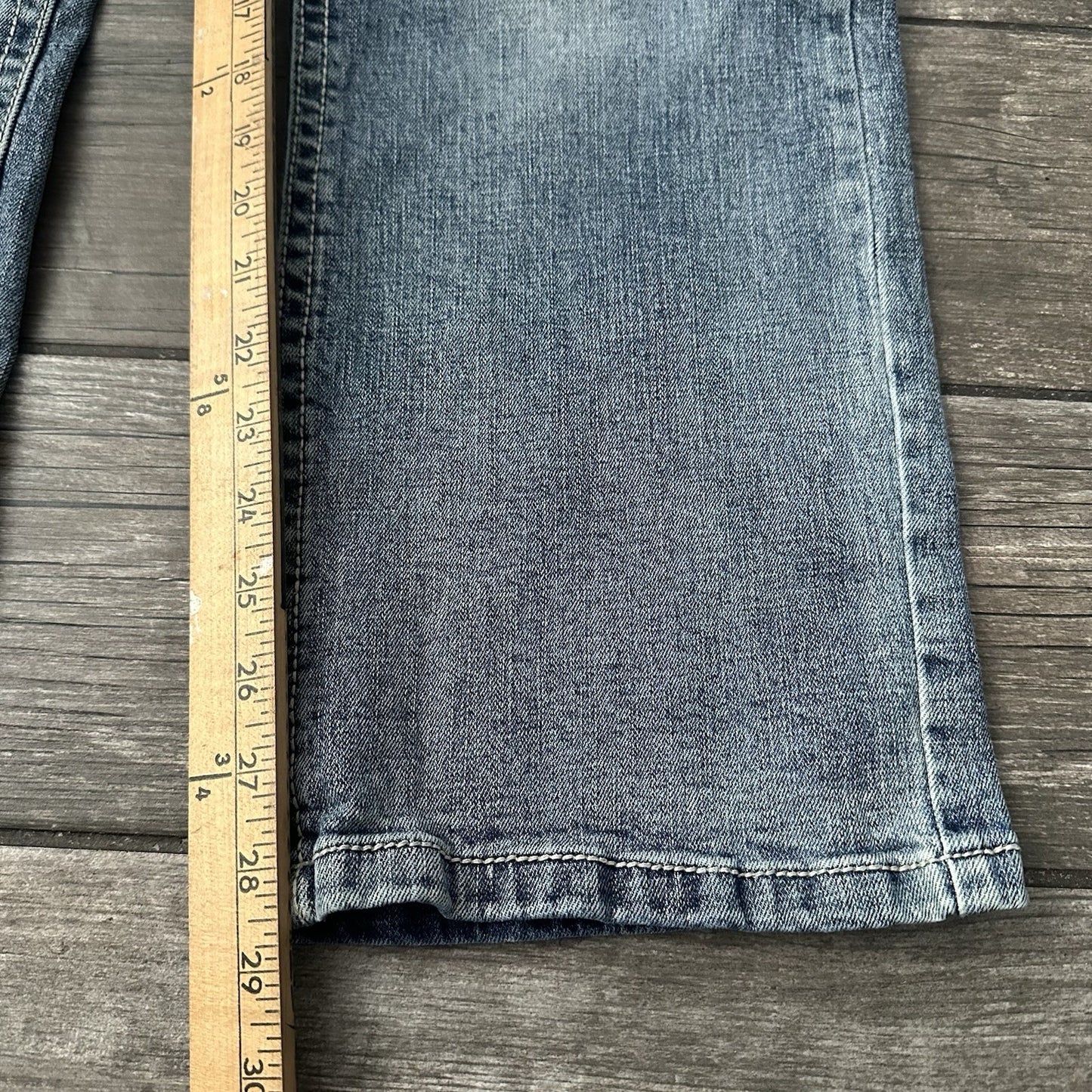 Y2K TK AXEL BLUE FADED DENIM JEANS SLIM BOOT PANTS SZ MEASURES 36x29 Yesterday's Fits Clothing Fashion Vintage Streetwear Fashion Item