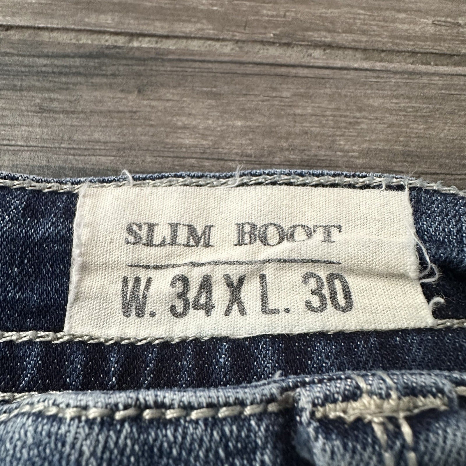 Y2K TK AXEL BLUE FADED DENIM JEANS SLIM BOOT PANTS SZ MEASURES 36x29 Yesterday's Fits Clothing Fashion Vintage Streetwear Fashion Item