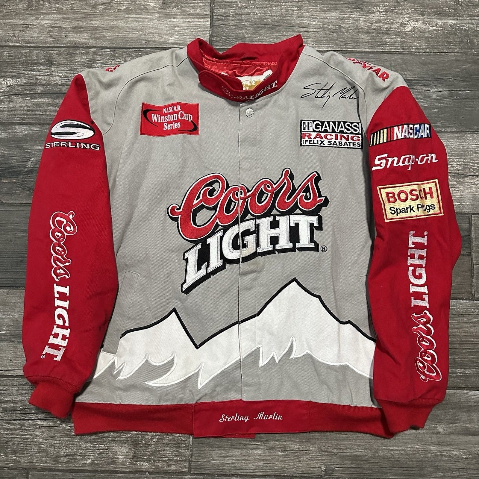 VTG JEFF HAMILTON RACING COORS LIGHT GREY RED NASCAR STERLING MARLIN JACKET 2XL Yesterday's Fits Clothing Fashion Vintage Streetwear Fashion Item