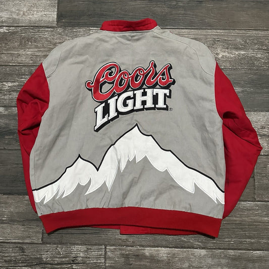 VTG JEFF HAMILTON RACING COORS LIGHT GREY RED NASCAR STERLING MARLIN JACKET 2XL Yesterday's Fits Clothing Fashion Vintage Streetwear Fashion Item