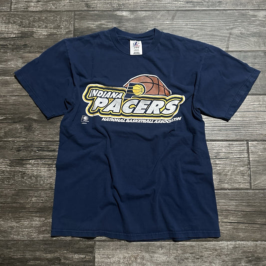 VTG LOGO ATHLETIC INDIANA PACERS BLUE BASKETBALL SHIRT SZ L NBA Yesterday's Fits Clothing Fashion Vintage Streetwear Fashion Item