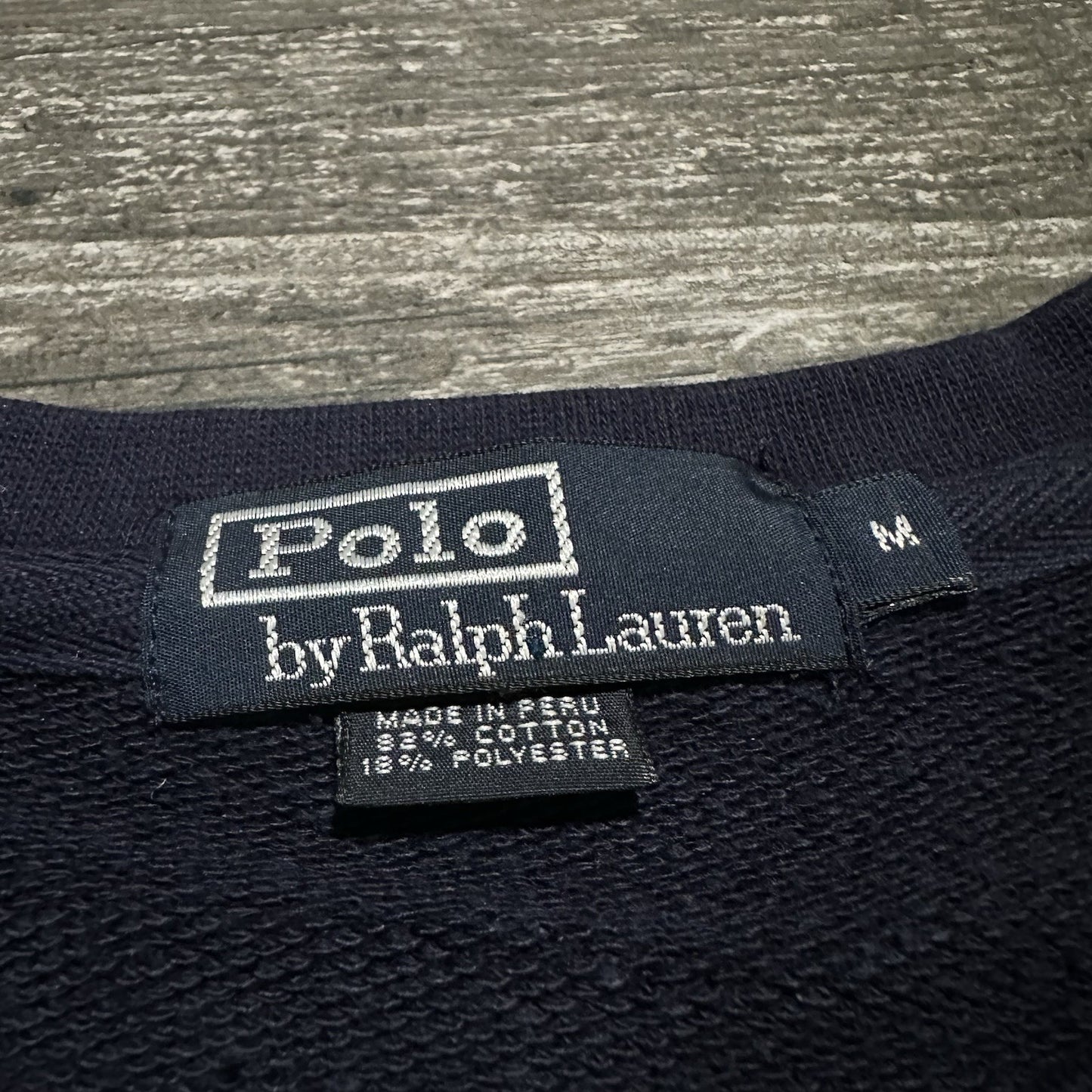 POLO RALPH LAUREN NAVY BLUE USA FLAG PULLOVER CREWNECK SWEATSHIRT SZ M Yesterday's Fits Clothing Fashion Vintage Streetwear Fashion Item