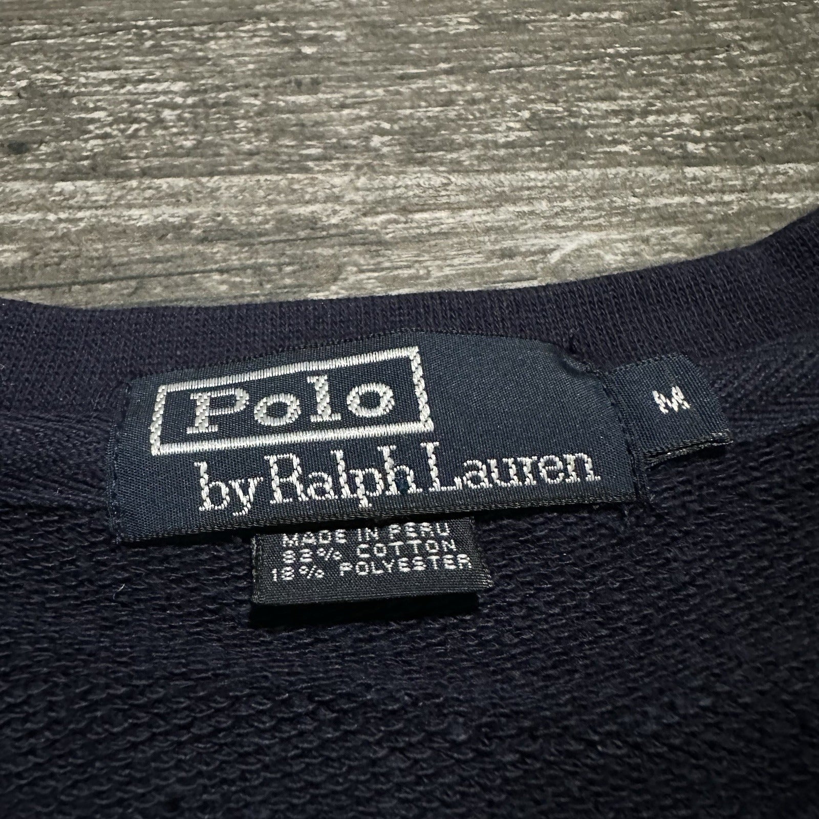 POLO RALPH LAUREN NAVY BLUE USA FLAG PULLOVER CREWNECK SWEATSHIRT SZ M Yesterday's Fits Clothing Fashion Vintage Streetwear Fashion Item