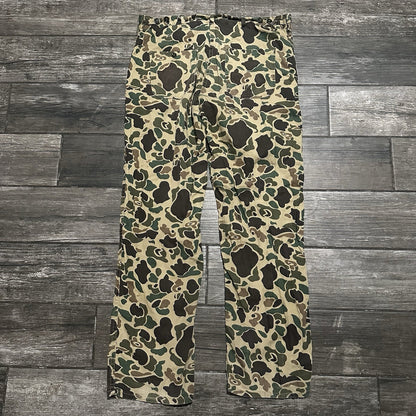 VTG 1970s MILITARY ISSUE GREEN BROWN CAMO PANTS MEASURES 34x30 SZ L DUCK FROG Yesterday's Fits Clothing Fashion Vintage Streetwear Fashion Item