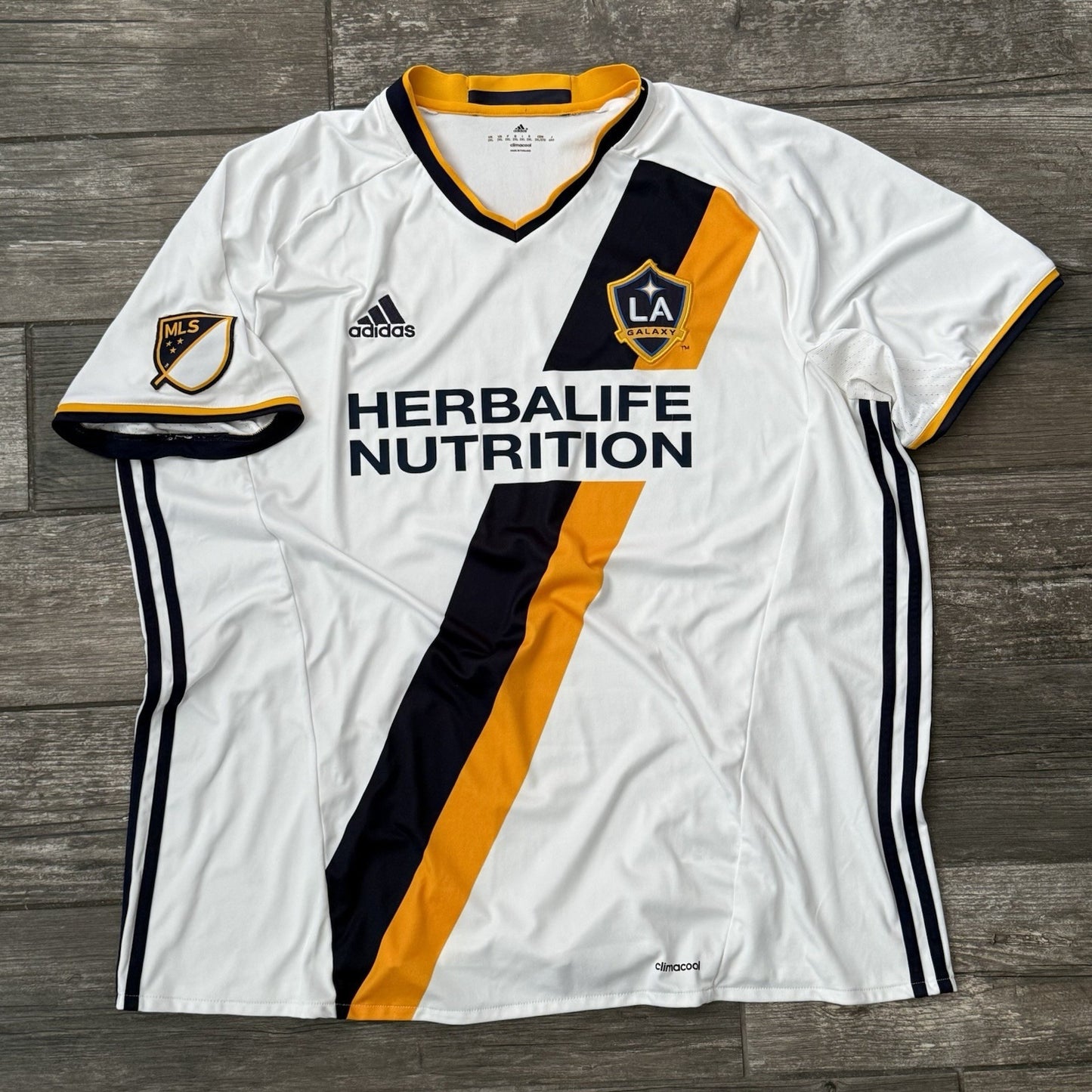 2015 ADIDAS LA GALAXY WHITE SOCCER JERSEY KIT SHORT SLEEVE SZ 2XL MLS HERBALIFE Yesterday's Fits Clothing Fashion Vintage Streetwear Fashion Item