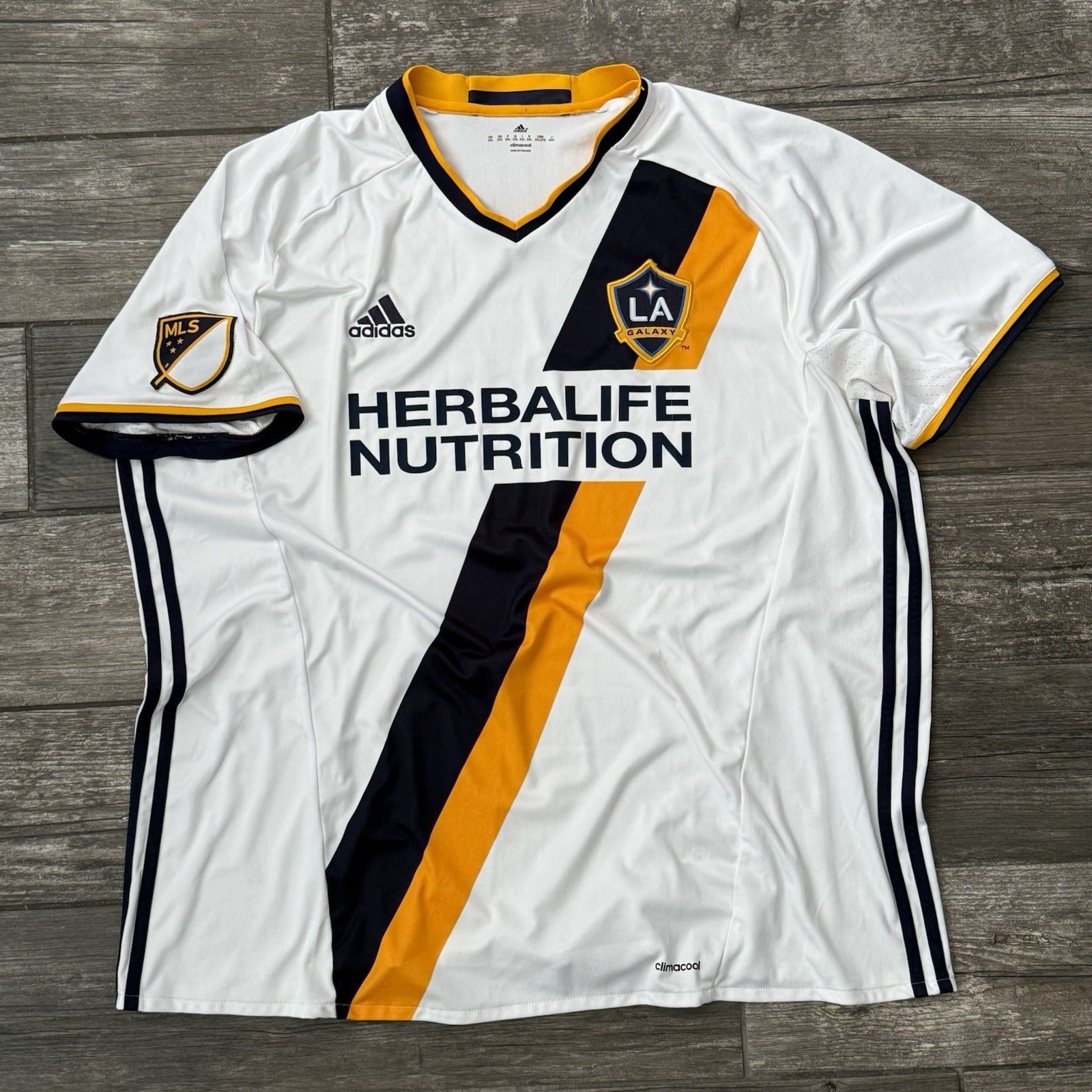 2015 ADIDAS LA GALAXY WHITE SOCCER JERSEY KIT SHORT SLEEVE SZ 2XL MLS HERBALIFE Yesterday's Fits Clothing Fashion Vintage Streetwear Fashion Item