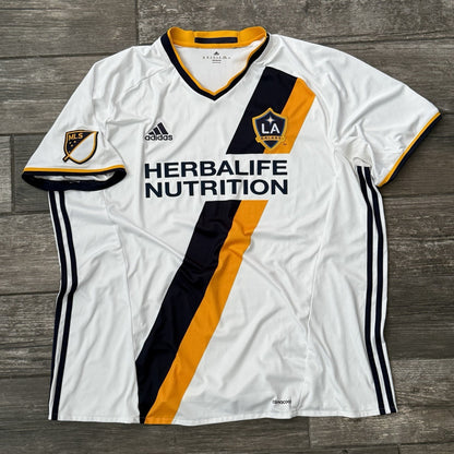 2015 ADIDAS LA GALAXY WHITE SOCCER JERSEY KIT SHORT SLEEVE SZ 2XL MLS HERBALIFE Yesterday's Fits Clothing Fashion Vintage Streetwear Fashion Item