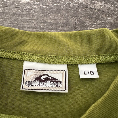 VTG 90s QUIKSILVER GREEN BAGGY OVERSIZED SURF T-SHIRT L (FITS XL) SHORT SLEEVE Yesterday's Fits Clothing Fashion Vintage Streetwear Fashion Item