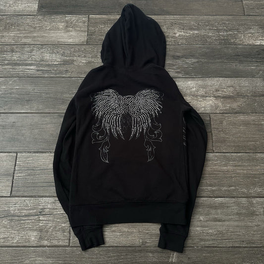 Y2K NO FEAR SO CAL ANGEL WINGS BLACK DEEP CUT RHINESTONE HOODIE SWEATSHIRT SZ M Yesterday's Fits Clothing Fashion Vintage Streetwear Fashion Item