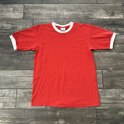 Y2K NIKE EMBROIDERED LOGO RINGER RED T-SHIRT SZ M WHITE TAG SHORT SLEEVE Yesterday's Fits Clothing Fashion Vintage Streetwear Fashion Item