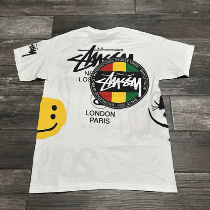 2019 STUSSY CACTUS PLANT FLEA MARKET CPFM AOP WHITE T-SHIRT SZ M MULTI-LOGO Yesterday's Fits Clothing Fashion Vintage Streetwear Fashion Item