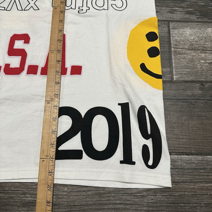 2019 STUSSY CACTUS PLANT FLEA MARKET CPFM AOP WHITE T-SHIRT SZ M MULTI-LOGO Yesterday's Fits Clothing Fashion Vintage Streetwear Fashion Item