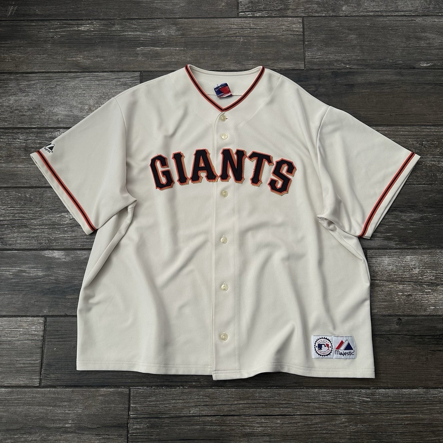 MAJESTIC SAN FRANCISCO GIANTS BLANK BASEBALL JERSEY BUTTON UP BEIGE 3XL Yesterday's Fits Clothing Fashion Vintage Streetwear Fashion Item