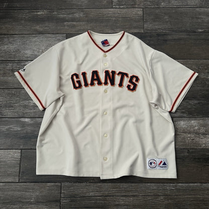 MAJESTIC SAN FRANCISCO GIANTS BLANK BASEBALL JERSEY BUTTON UP BEIGE 3XL Yesterday's Fits Clothing Fashion Vintage Streetwear Fashion Item