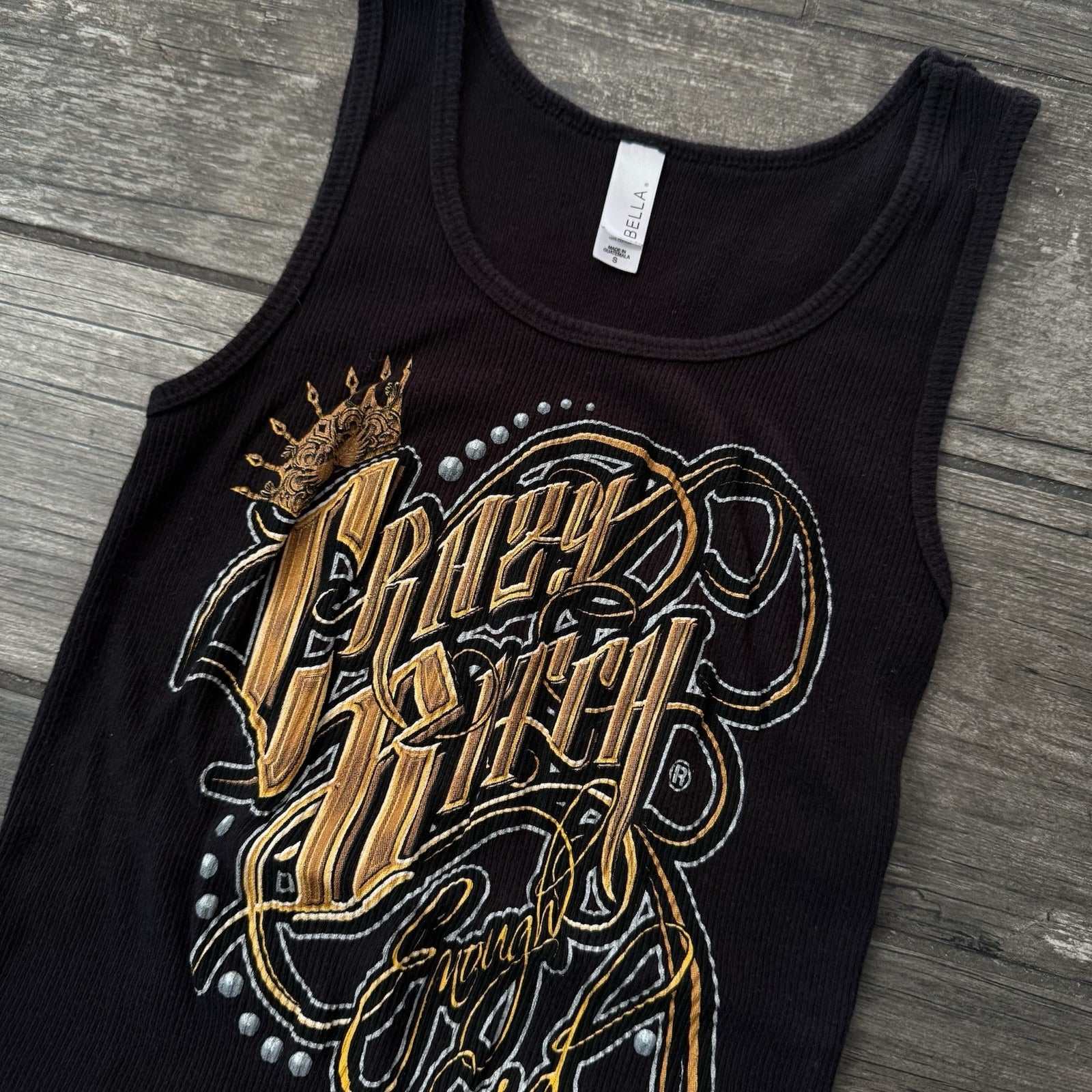 Y2K 'CRAZY BITCH ENOUGH SAID' BLACK TATTOO BIKER RIBBED GRAPHIC TANK TOP SZ S Yesterday's Fits Clothing Fashion Vintage Streetwear Fashion Item