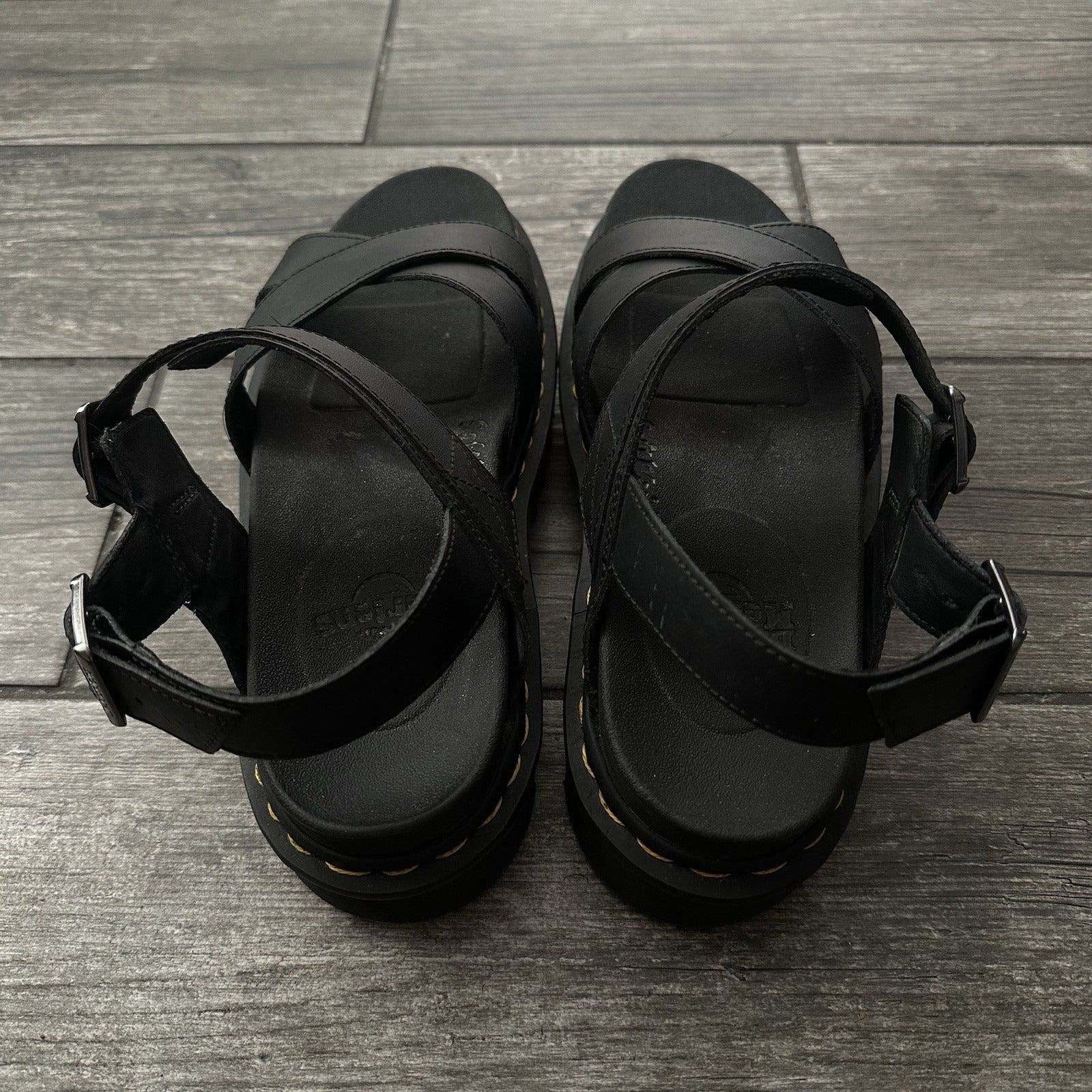 DR. MARTENS VOSS II PLATFORM STRAP SANDALS BLACK LEATHER WMNS SZ 10 JY004 Yesterday's Fits Clothing Fashion Vintage Streetwear Fashion Item