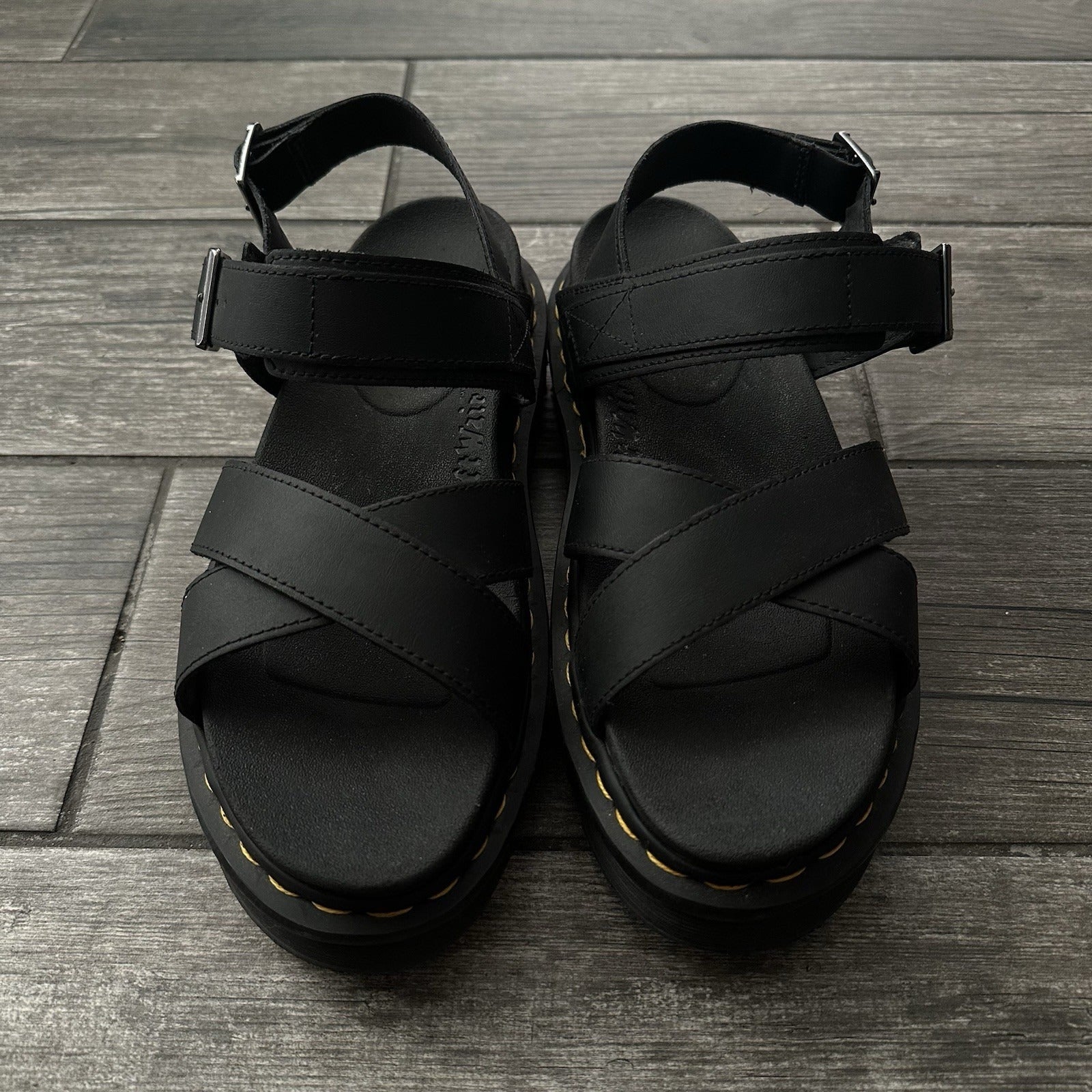 DR. MARTENS VOSS II PLATFORM STRAP SANDALS BLACK LEATHER WMNS SZ 10 JY004 Yesterday's Fits Clothing Fashion Vintage Streetwear Fashion Item