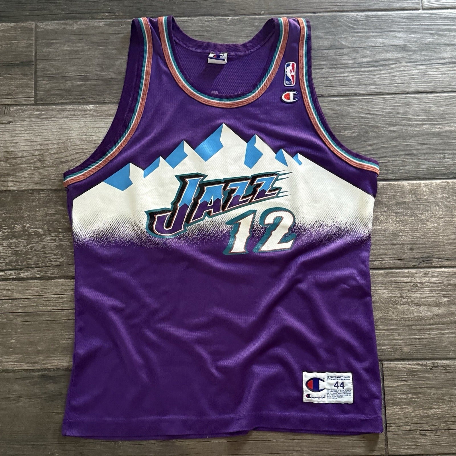 VTG CHAMPION UTAH JAZZ JOHN STOCKTON PURPLE BASKETBALL JERSEY BIG MOUNTAIN L 44 Yesterday's Fits Clothing Fashion Vintage Streetwear Fashion Item
