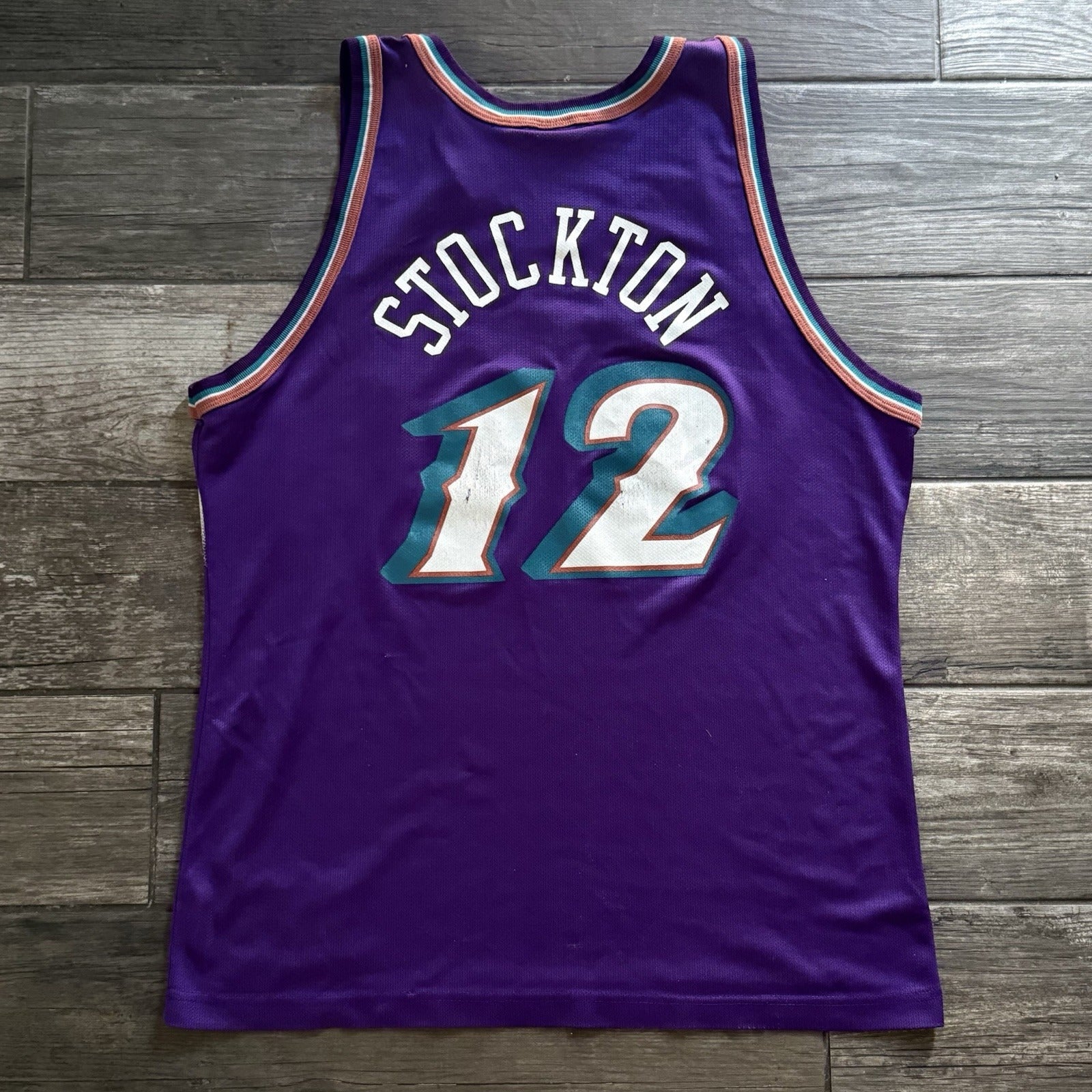 VTG CHAMPION UTAH JAZZ JOHN STOCKTON PURPLE BASKETBALL JERSEY BIG MOUNTAIN L 44 Yesterday's Fits Clothing Fashion Vintage Streetwear Fashion Item