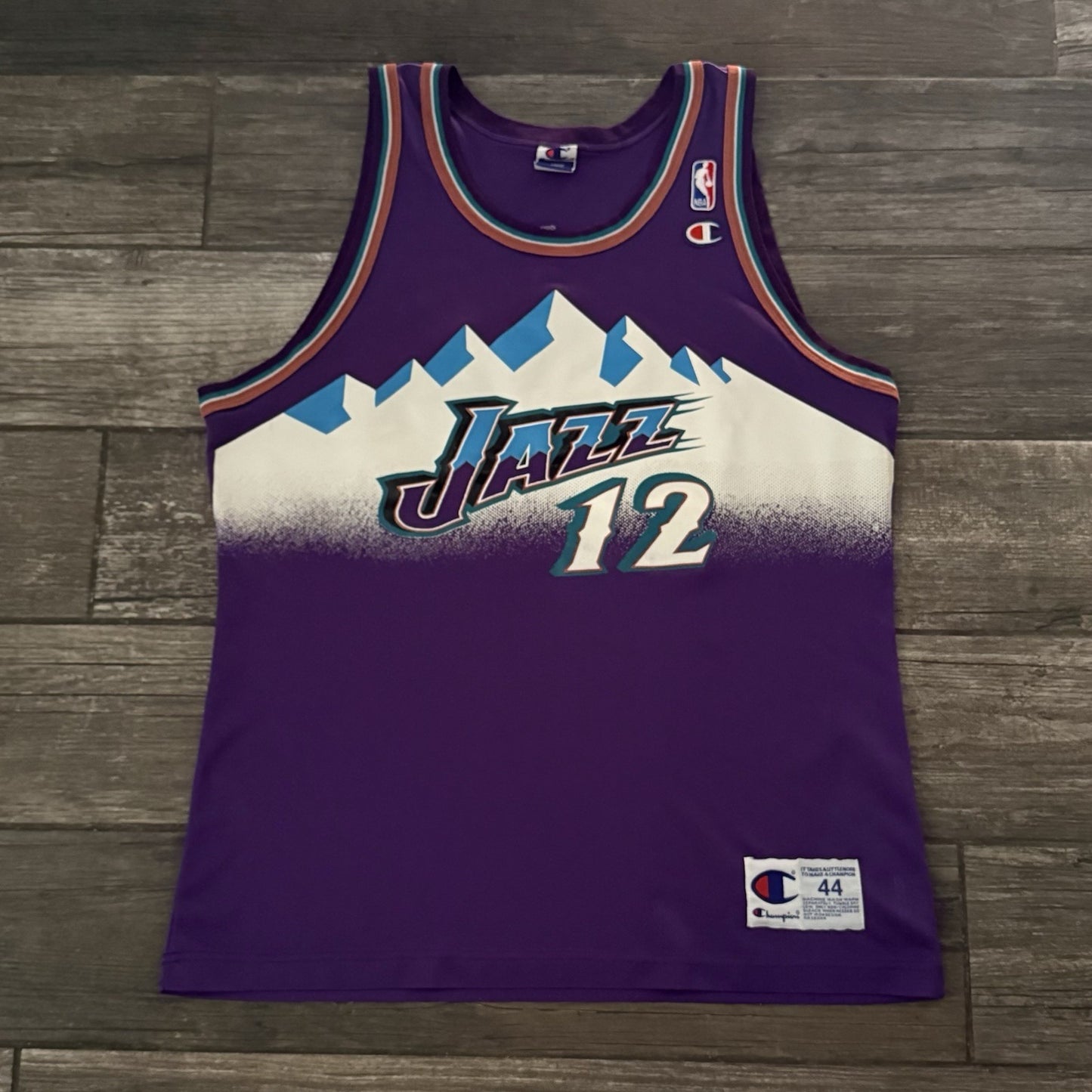 VTG CHAMPION UTAH JAZZ JOHN STOCKTON PURPLE BASKETBALL JERSEY BIG MOUNTAIN L 44 Yesterday's Fits Clothing Fashion Vintage Streetwear Fashion Item