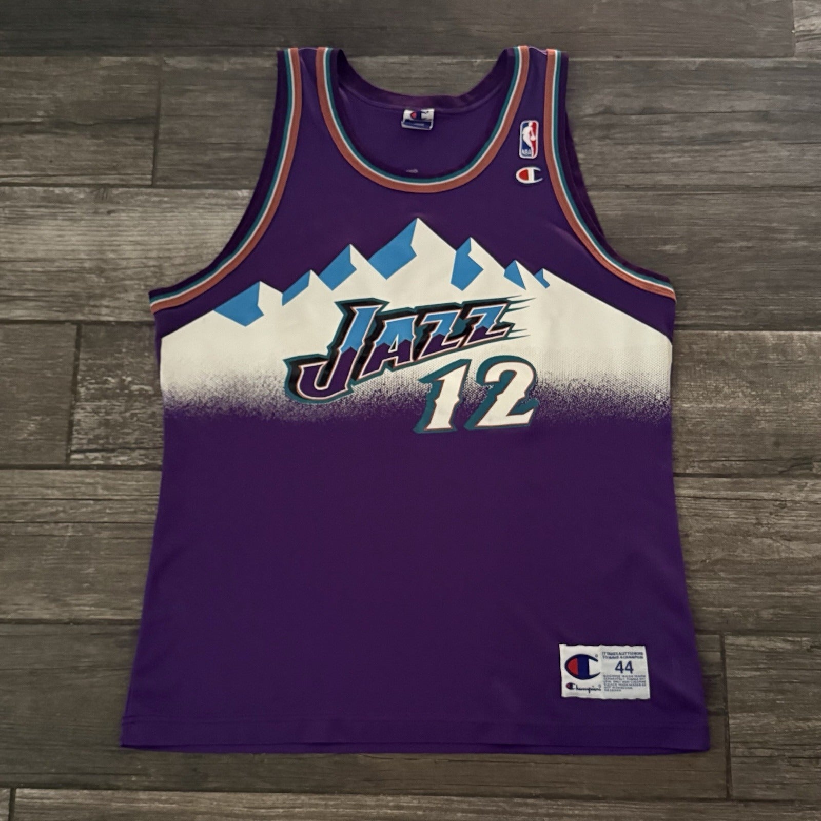 VTG CHAMPION UTAH JAZZ JOHN STOCKTON PURPLE BASKETBALL JERSEY BIG MOUNTAIN L 44 Yesterday's Fits Clothing Fashion Vintage Streetwear Fashion Item