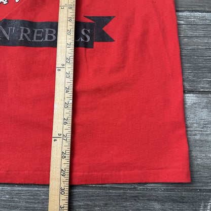 VTG 80s UNLV RUNNIN REBELES RED BASKETBALL NET TEE T-SHIRT COLLEGE FITS SZ L Yesterday's Fits Clothing Fashion Vintage Streetwear Fashion Item