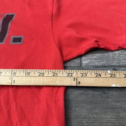 VTG 80s UNLV RUNNIN REBELES RED BASKETBALL NET TEE T-SHIRT COLLEGE FITS SZ L Yesterday's Fits Clothing Fashion Vintage Streetwear Fashion Item