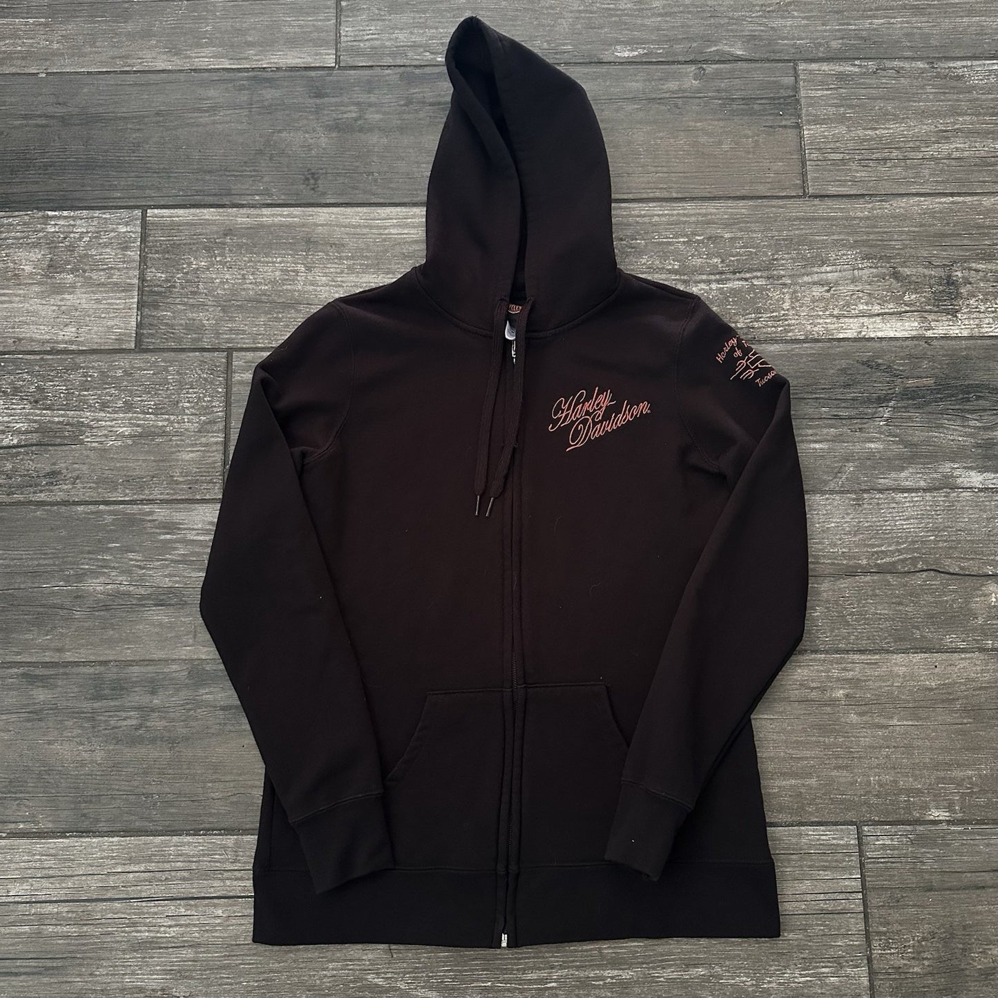 HARLEY DAVIDSON MOTORCYCLES BLACK ZIP UP HOODIE SWEATSHIRT WMNS SZ S Yesterday's Fits Clothing Fashion Vintage Streetwear Fashion Item