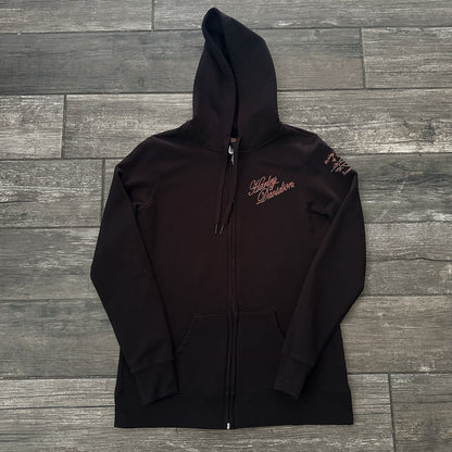 HARLEY DAVIDSON MOTORCYCLES BLACK ZIP UP HOODIE SWEATSHIRT WMNS SZ S Yesterday's Fits Clothing Fashion Vintage Streetwear Fashion Item