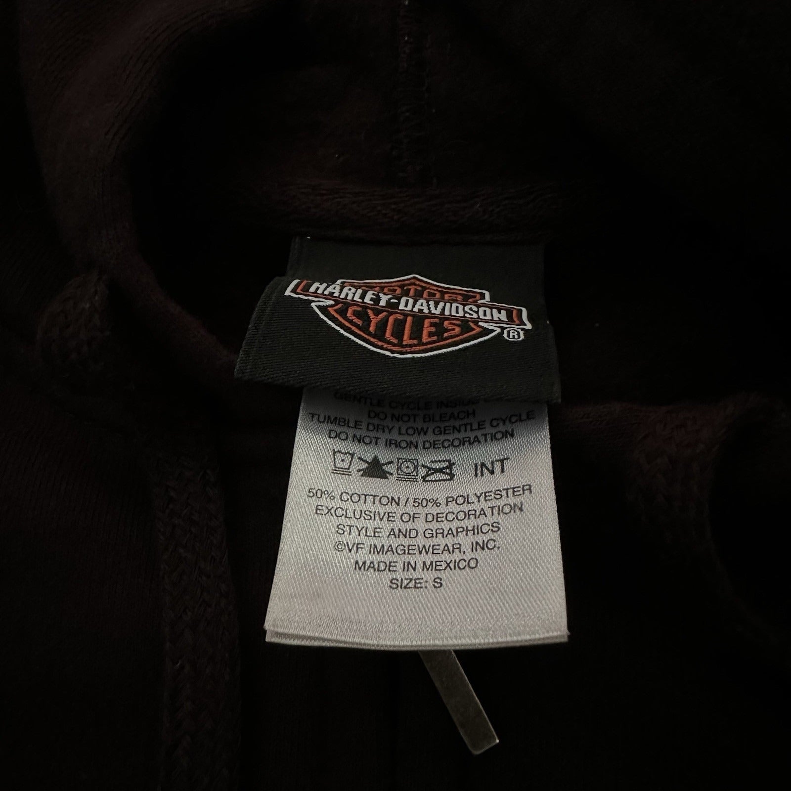HARLEY DAVIDSON MOTORCYCLES BLACK ZIP UP HOODIE SWEATSHIRT WMNS SZ S Yesterday's Fits Clothing Fashion Vintage Streetwear Fashion Item