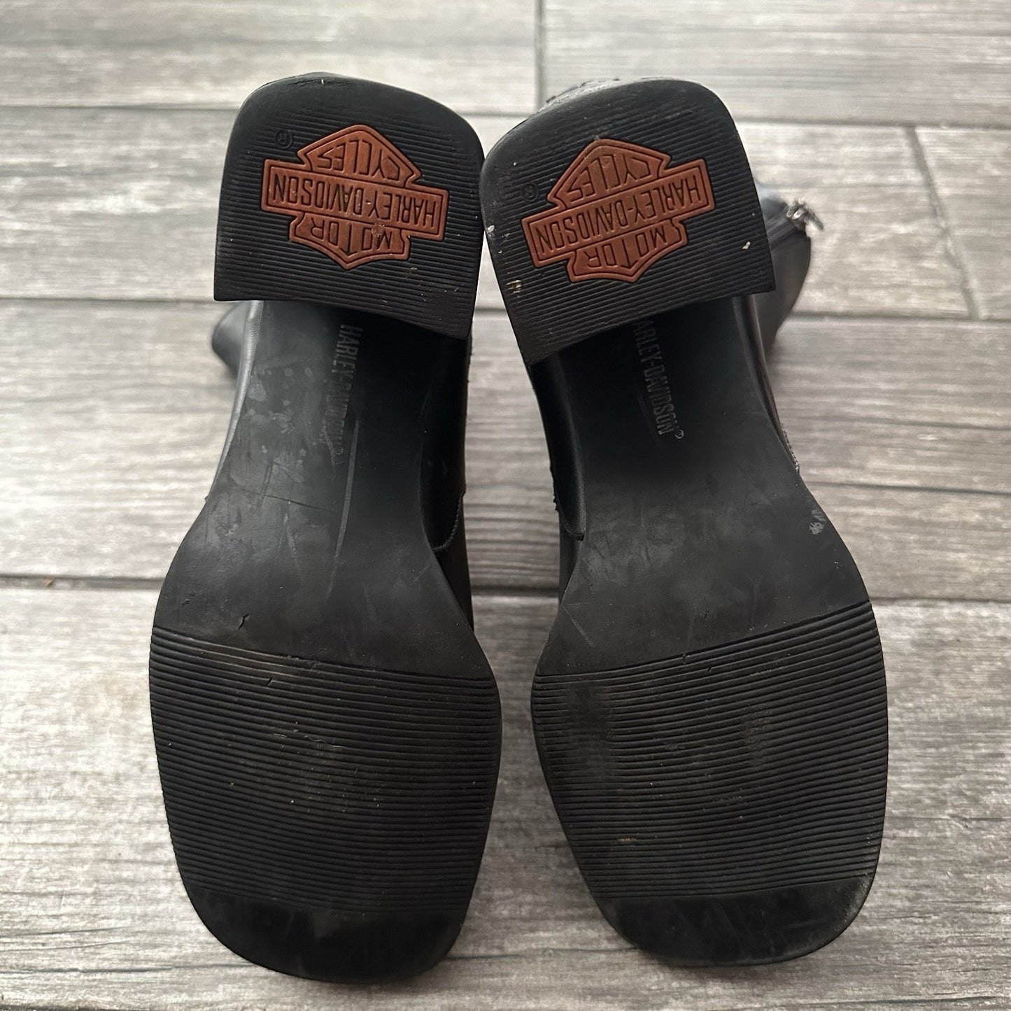 VTG HARLEY-DAVIDSON BLACK LEATHER ANKLE BOOTS FLAME EMBOSSED WMNS SZ 10 NO BOX Yesterday's Fits Clothing Fashion Vintage Streetwear Fashion Item