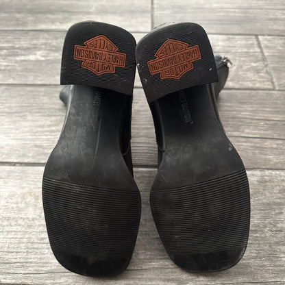 VTG HARLEY-DAVIDSON BLACK LEATHER ANKLE BOOTS FLAME EMBOSSED WMNS SZ 10 NO BOX Yesterday's Fits Clothing Fashion Vintage Streetwear Fashion Item