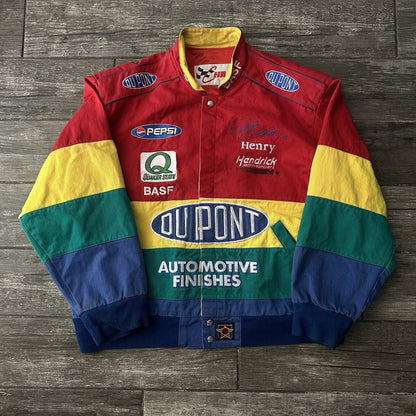 CHASE JH DESIGN JEFF GORDON RAINBOW NASCAR RACING JACKET RED SZ XL BUTTON UP Yesterday's Fits Clothing Fashion Vintage Streetwear Fashion Item