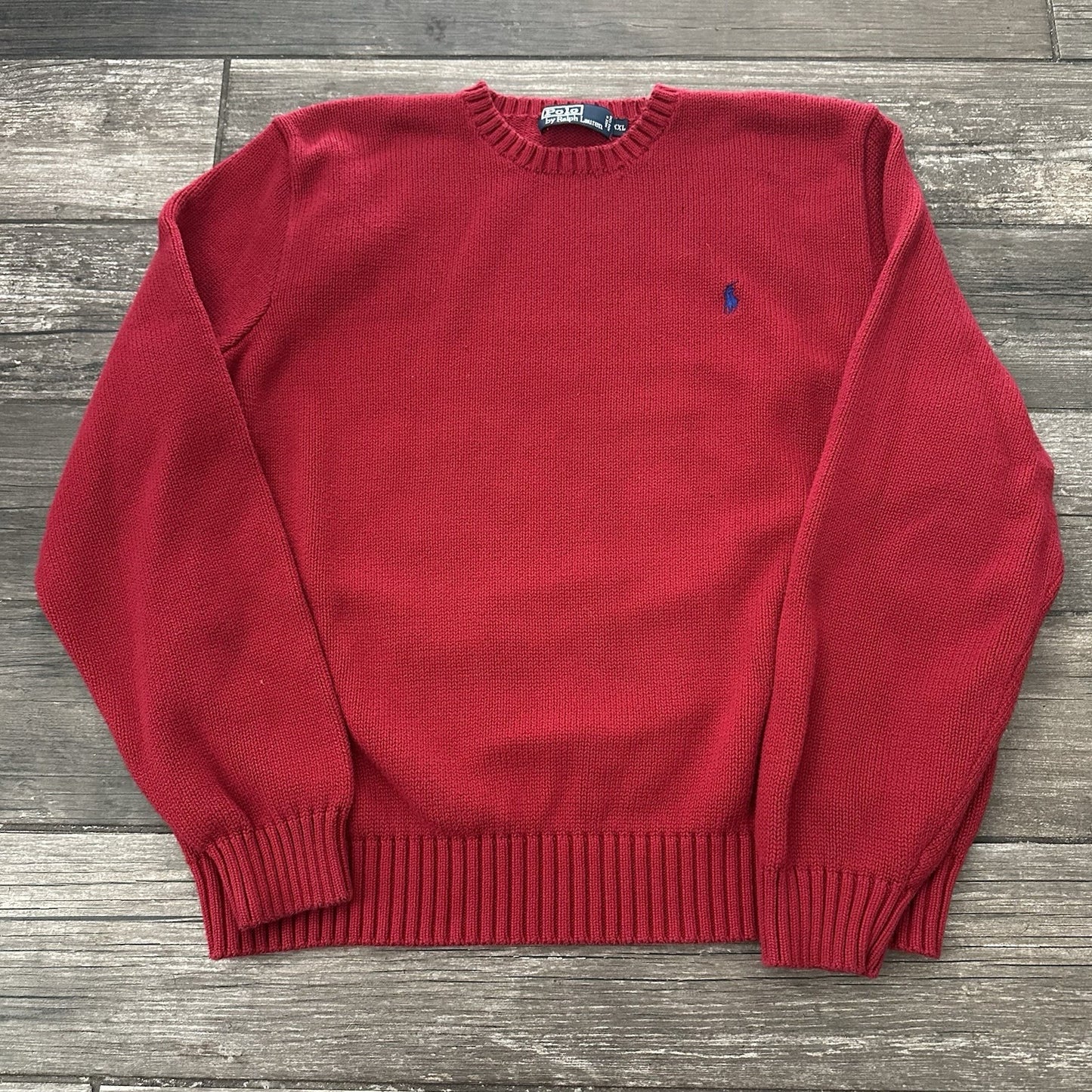 POLO RALPH LAUREN PONY PULLOVER CREWNECK KNIT SWEATER RED SZ XXL COTTON HEAVY Yesterday's Fits Clothing Fashion Vintage Streetwear Fashion Item