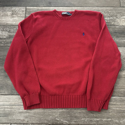 POLO RALPH LAUREN PONY PULLOVER CREWNECK KNIT SWEATER RED SZ XXL COTTON HEAVY Yesterday's Fits Clothing Fashion Vintage Streetwear Fashion Item
