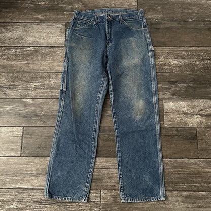 VTG 90s DICKIES DISTRESSED BLUE CARPENTER DENIM JEANS PANTS SZ 32X30 STRAIGHT Yesterday's Fits Clothing Fashion Vintage Streetwear Fashion Item