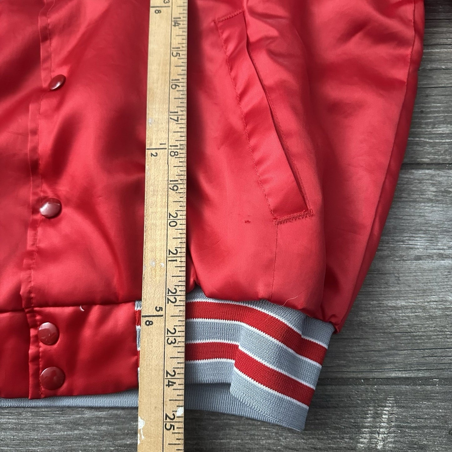 VTG SWINGSTER UNLV RUNNIN REBELS RED SILVER SATIN BOMBER JACKET BUTTON UP SZ L Yesterday's Fits Clothing Fashion Vintage Streetwear Fashion Item