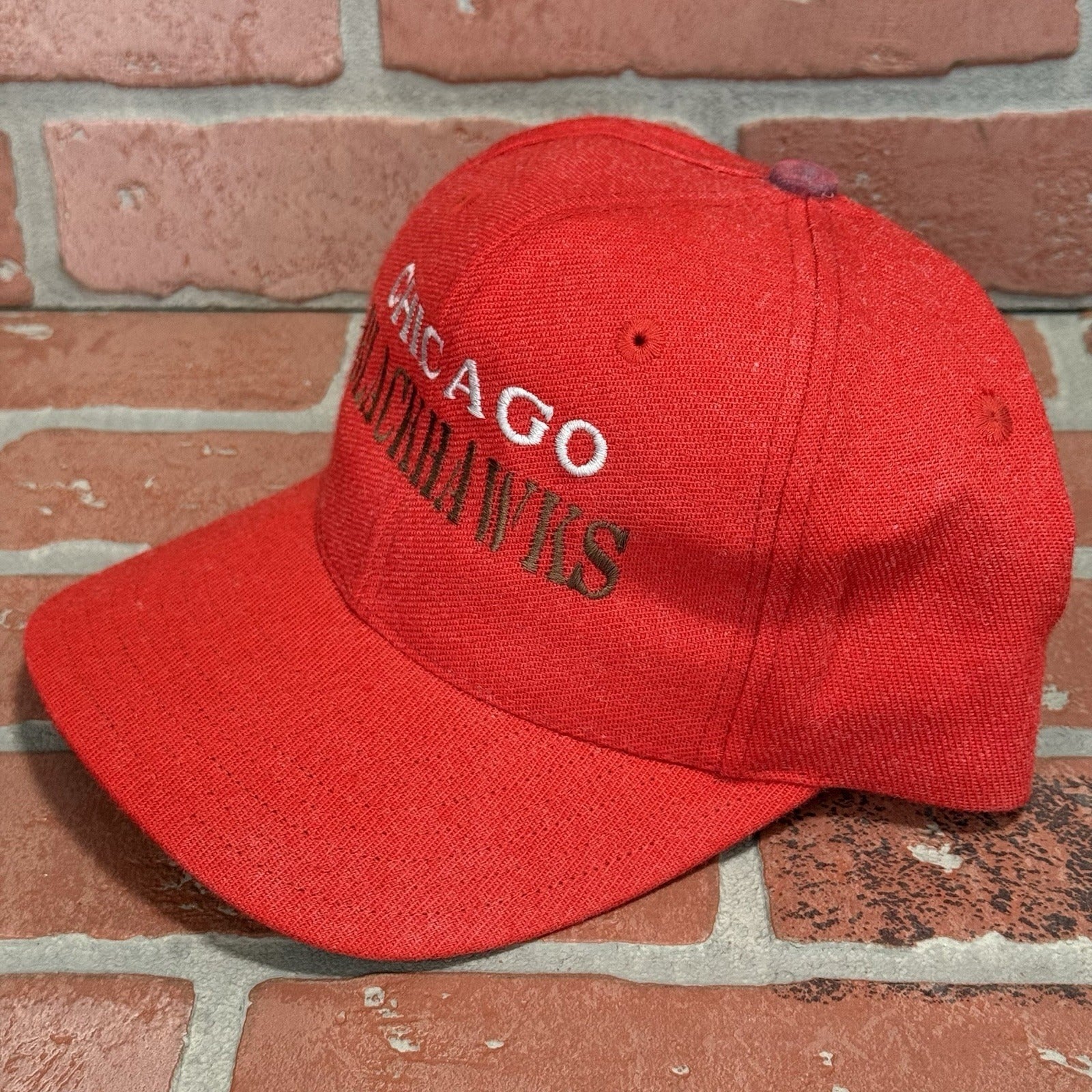 VTG 90s THE GAME CHICAGO BLACKHAWKS FADED DISTRESSED HOCKEY RED SNAPBACK HAT Yesterday's Fits Clothing Fashion Vintage Streetwear Fashion Item