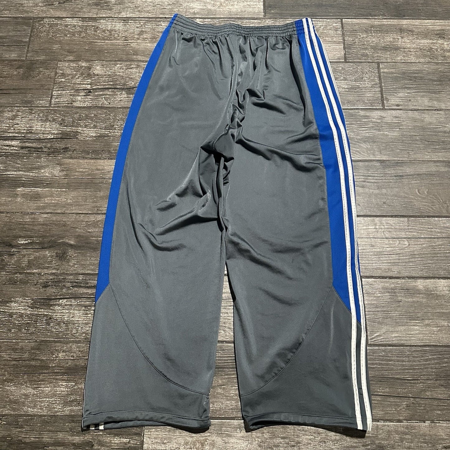 VTG Y2K ADIDAS BAGGY TRACK PANTS SZ XL WIDE LEG GREY BLUE WHITE Yesterday's Fits Clothing Fashion Vintage Streetwear Fashion Item