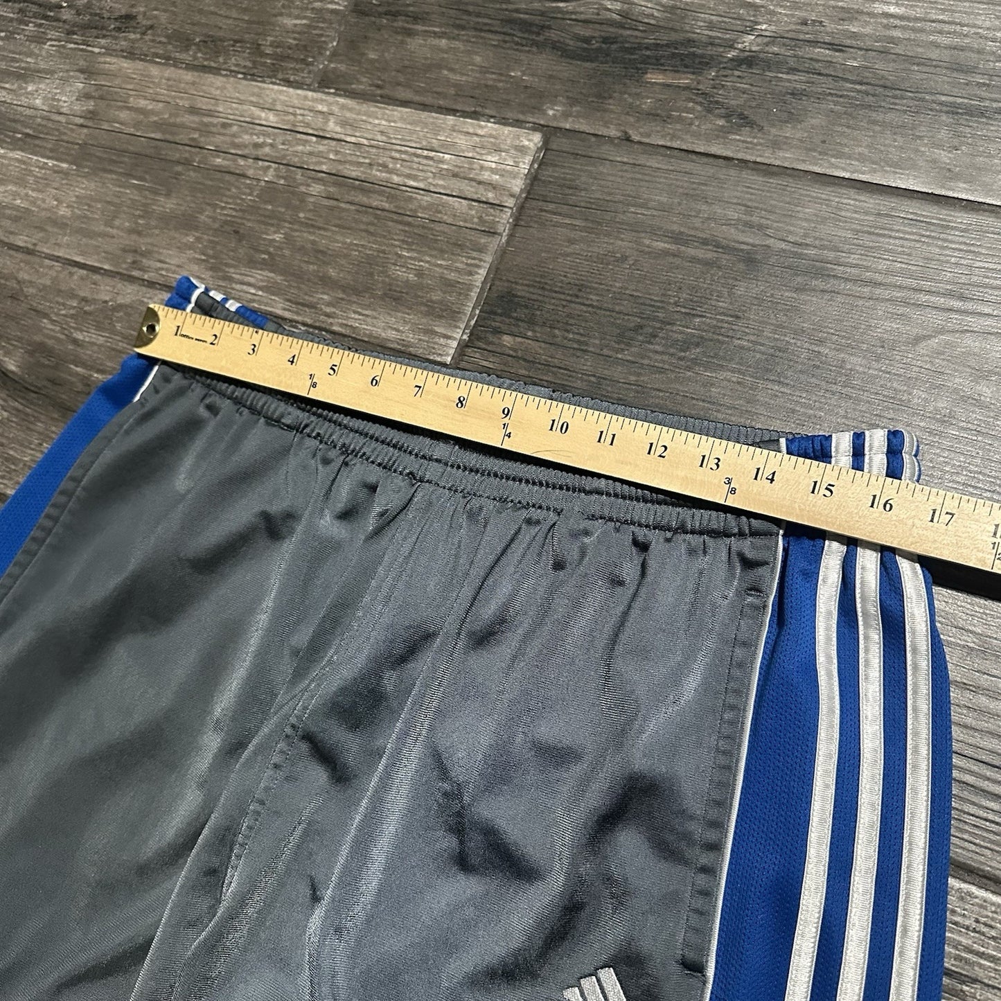 VTG Y2K ADIDAS BAGGY TRACK PANTS SZ XL WIDE LEG GREY BLUE WHITE Yesterday's Fits Clothing Fashion Vintage Streetwear Fashion Item