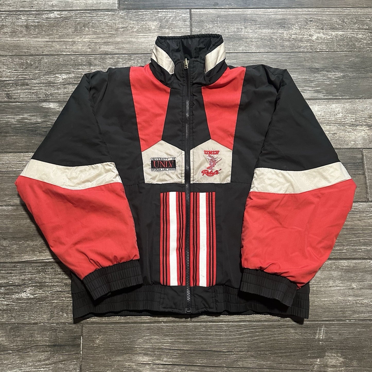 VTG PRO PLAYER UNLV RUNNIN' REBELS REVERSIBLE PUFFER JACKET COAT SZ L RED BLACK Yesterday's Fits Clothing Fashion Vintage Streetwear Fashion Item
