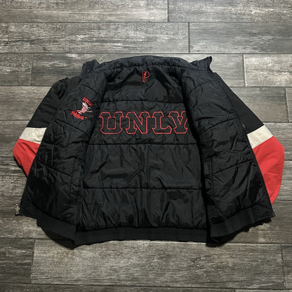 VTG PRO PLAYER UNLV RUNNIN' REBELS REVERSIBLE PUFFER JACKET COAT SZ L RED BLACK Yesterday's Fits Clothing Fashion Vintage Streetwear Fashion Item