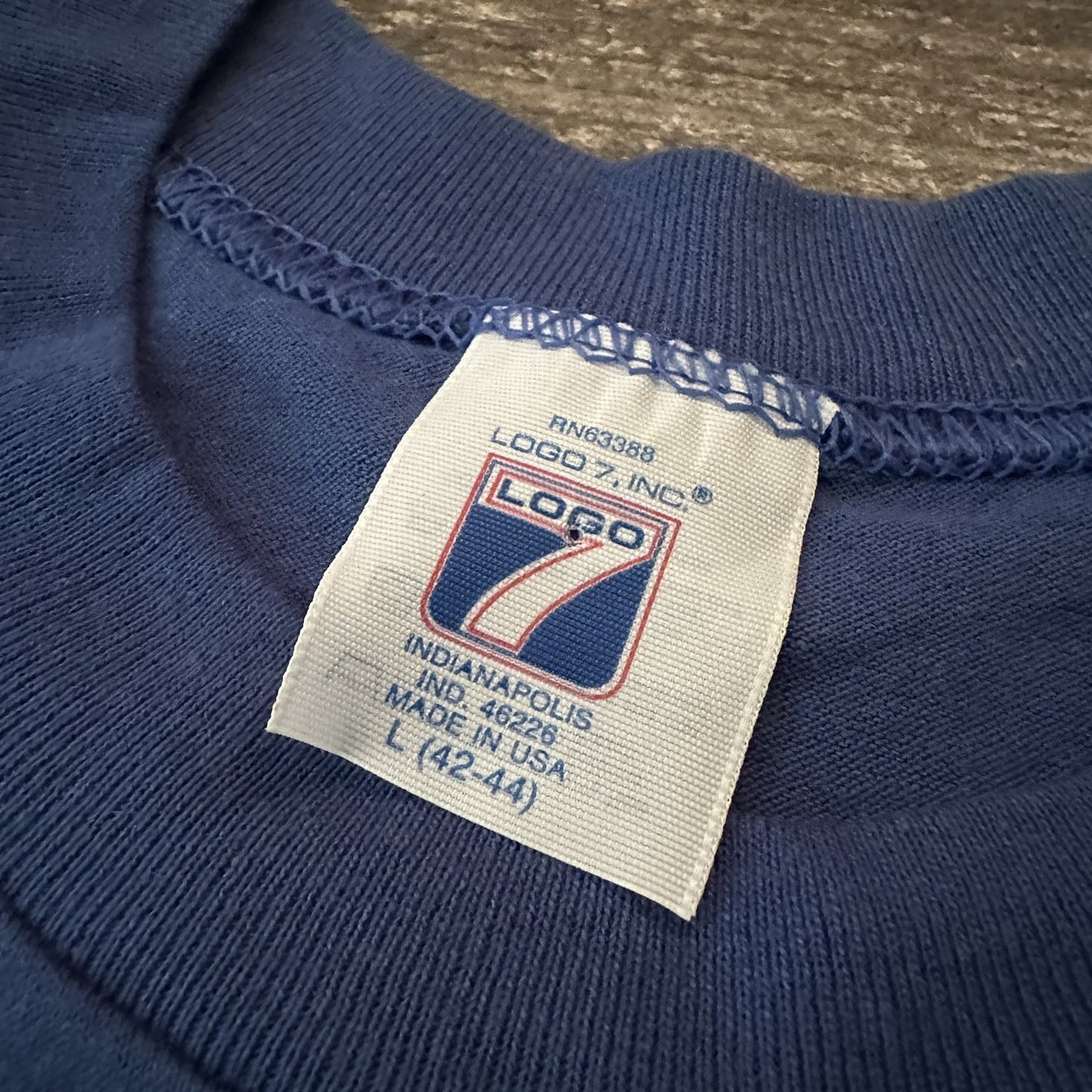 VTG 80s LOGO 7 DETORIT PISTONS BASKETBALL NBA WORLD CHAMPIONS BLUE T-SHIRT SZ L Yesterday's Fits Clothing Fashion Vintage Streetwear Fashion Item