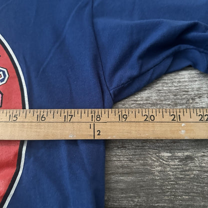 VTG 80s LOGO 7 DETORIT PISTONS BASKETBALL NBA WORLD CHAMPIONS BLUE T-SHIRT SZ L Yesterday's Fits Clothing Fashion Vintage Streetwear Fashion Item