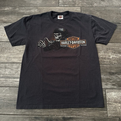 2014 HARLEY DAVIDSON MOTORCYCLES GREY TACOMA WA SKULL SKELETON T-SHIRT TEE SZ M Yesterday's Fits Clothing Fashion Vintage Streetwear Fashion Item