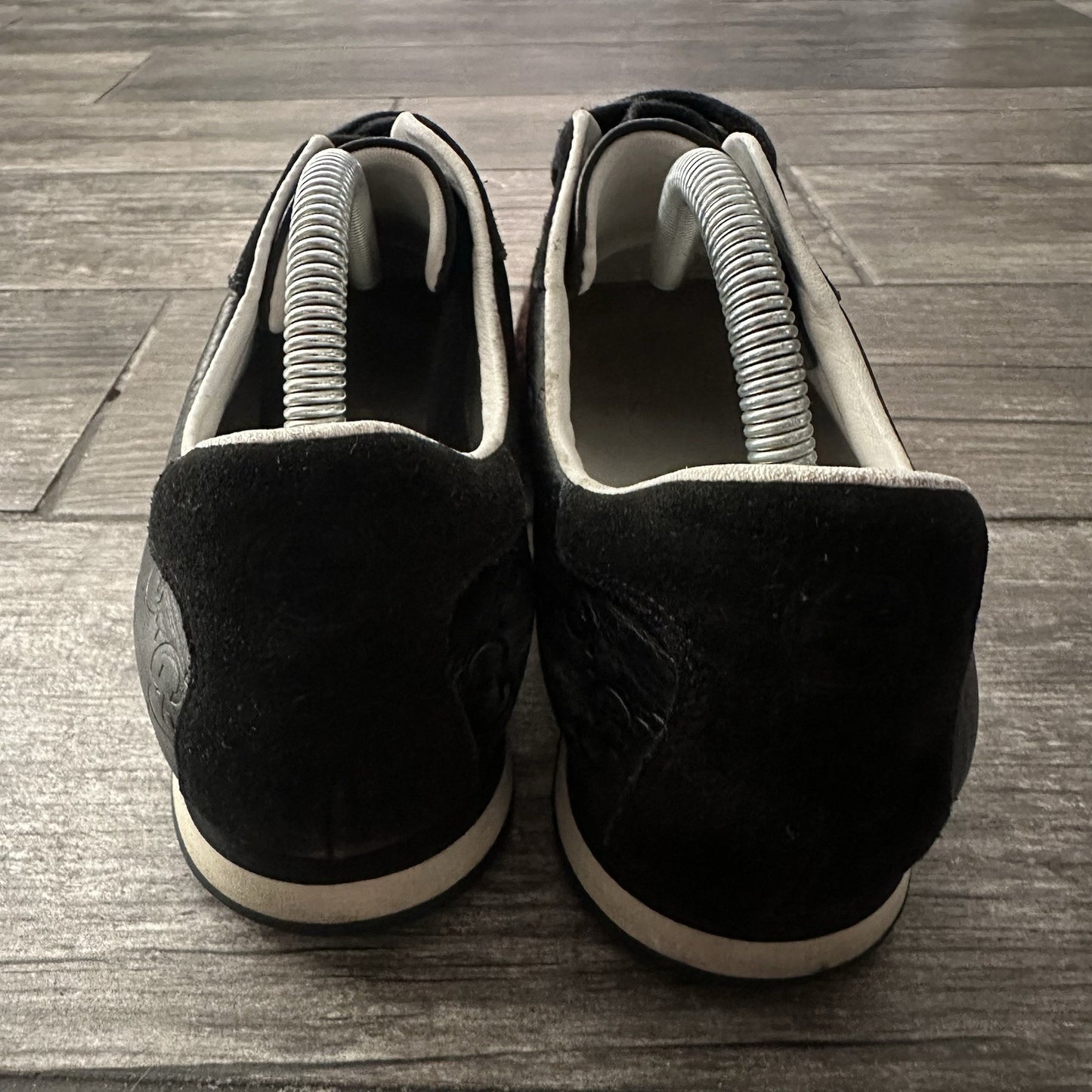 Y2K GUCCI BLACK LEATHER SZ 40 USA 8 TRAINERS WEB ACCENT 138732 SNEAKERS NO BOX Yesterday's Fits Clothing Fashion Vintage Streetwear Fashion Item