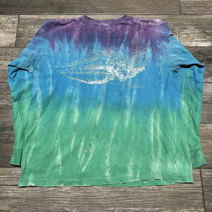 Y2K STUSSY LONG SLEEVE DISTRESSED TIE-DYE SHIRT FITS SZ S BLUE GREEN FADED Yesterday's Fits Clothing Fashion Vintage Streetwear Fashion Item