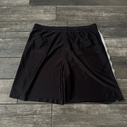 Y2K ADIDAS BAGGY BASKETBALL SHORTS BLACK WHITE ACCENTS SZ XL ATHLETIC Yesterday's Fits Clothing Fashion Vintage Streetwear Fashion Item